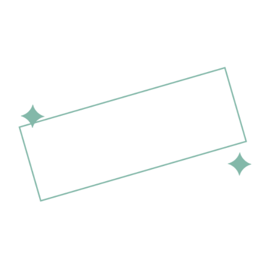 Minimalist illustration of a computer keyboard tilted, with two green sparkles on a light background.