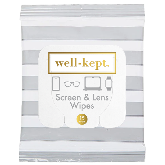 Hamptons striped Well-Kept screen and lens wipes pack, product cutout