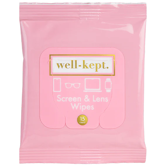 Pink Slate solid pink Well-Kept screen and lens wipes pack, product cutout
