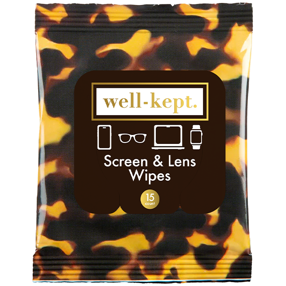 Tortoiseshell print Well-Kept screen and lens wipes pack, product cutout